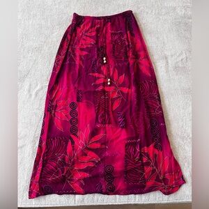 Vintage Notations Midi Skirt Size M Red Pink Tropical Boho Y2K Lilo and Stitch